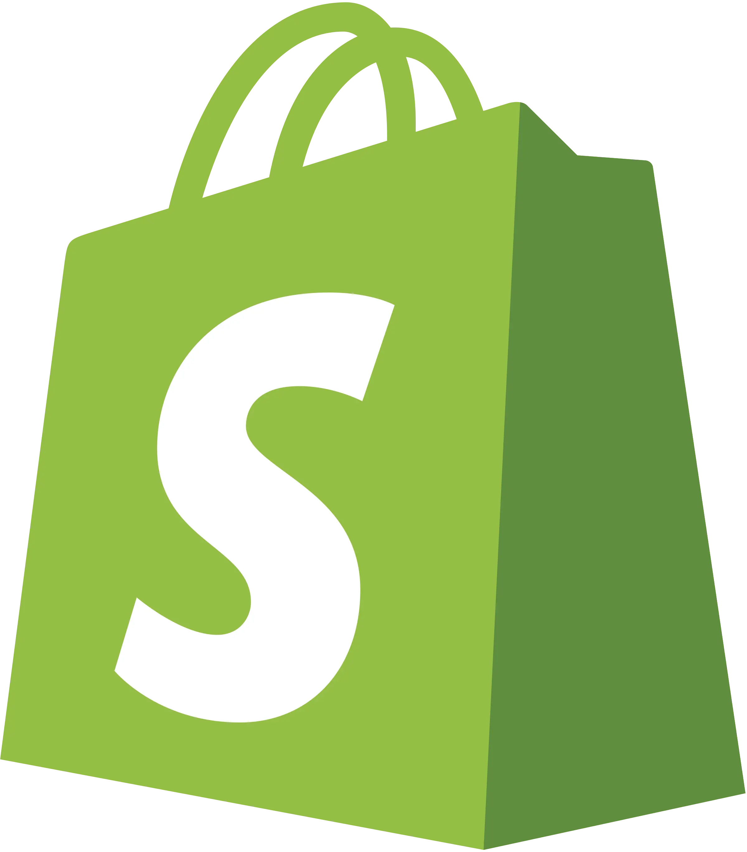 Shopify logo featuring a green shopping bag with a bold white 'S,' symbolizing an e-commerce platform for online businesses.